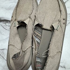 Sanuk Tan Slip-On Shoes